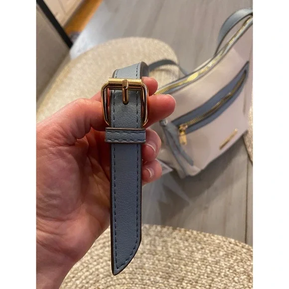 Adrienne Vittadini Two-Tone Light Gray Crossbody Bag with Dark Gray Trim - Picture 13 of 13